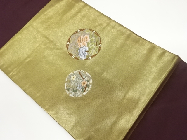 JAPANESE NAGOYA OBI / EMBROIDERY / FLOWERS